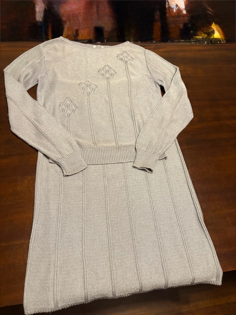 Women's Knit Long-Sleeve Sweater Dress - Light Gray